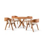 Conjunto De Mesa Redonda 120cm Com 4 Cadeiras Luna Nude/freijó