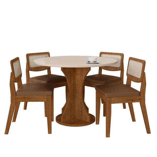 Conjunto De Mesa Redonda 4 Cadeiras Santorini Fre/off/cor.car