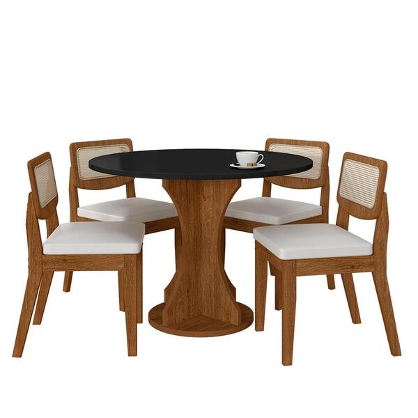 Conjunto De Mesa Redonda 4 Cadeiras Santorini Frei/pto/cor.br
