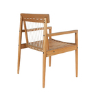 Conjunto de Mesa Redonda 75x130cm com 4 Cadeiras com Braço de Madeira Yumi Marrom Naterial