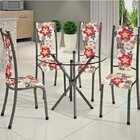 Conjunto De Mesa Redonda Tampo De Vidro 4 Cadeiras Dubai Prat