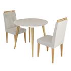 Conjunto De Mesa Redonda Veneza Com Vidro E 2 Cadeiras Onix