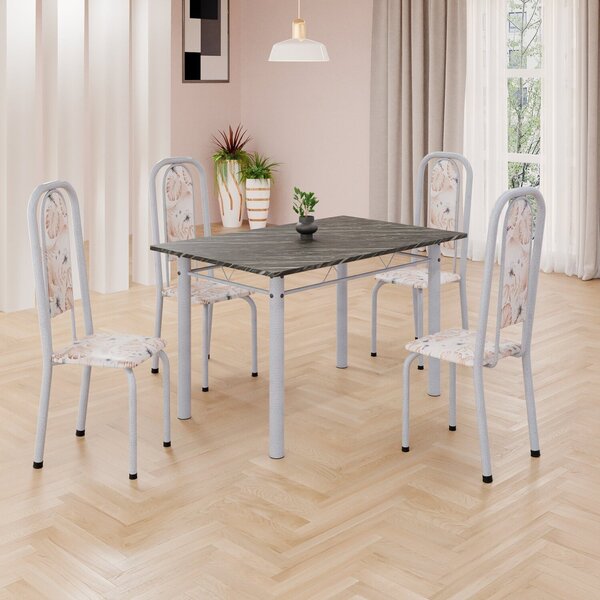 Conjunto De Mesa Retangular 120x75cm Tampo Ardósia Indiano 4