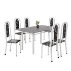 Conjunto De Mesa Retangular 140x75cm Tampo Granito Ocre 6 Cad