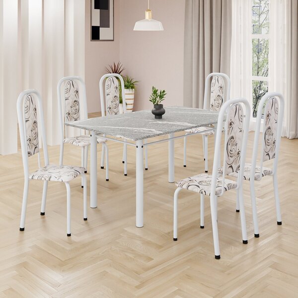 Conjunto De Mesa Retangular 140x75cm Tampo Granito Topázio 6