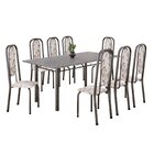 Conjunto De Mesa Retangular 180x75cm Tampo Granito Ocre 8 Cad