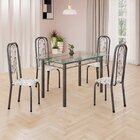 Conjunto De Mesa Retangular A 120x75cm Tampo De Vidro 4 Cadei