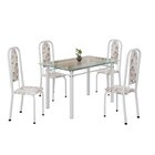 Conjunto De Mesa Retangular A 120x75cm Tampo De Vidro 4 Cadei