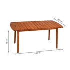 Conjunto de Mesa Retangular 75x85x160cm com 2 Bancos de 2 Lugares e 2 Bancos de 1 Lugar de Madeira Yumi Naterial