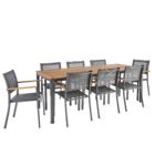 Conjunto de Mesa retangular 89x206cm com 8 Cadeiras alumínio Oris Naterial preta