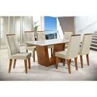 Conjunto De Mesa Retangular Com Tampo De Vidro Off White Vien