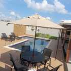 Conjunto De Mesa Ripada Com 4 Cadeiras Aluminio + Guarda Sol