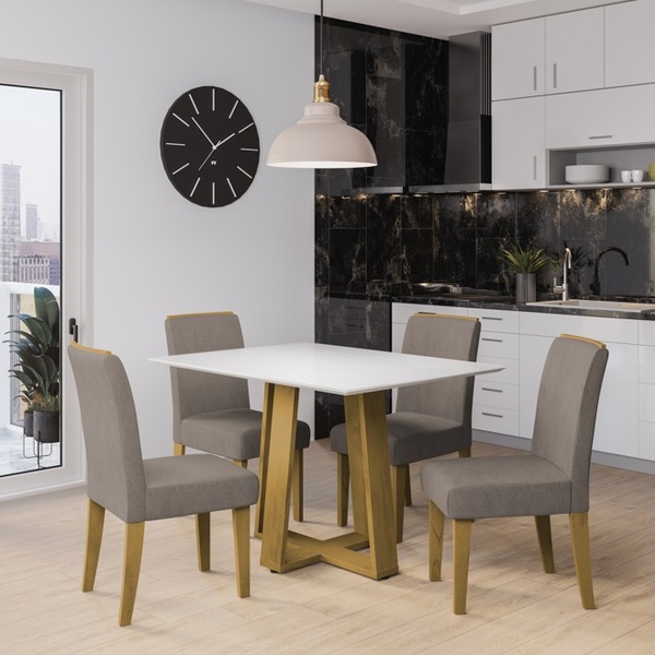 Conjunto De Mesa Sala De Jantar 1 20 Athenas Com 4 Cadeiras N