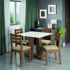 Conjunto De Mesa Sala De Jantar Athenas Quadrada 0,90m 4 Cade
