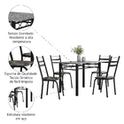 Conjunto De Mesa Sala De Jantar Com 4 Cadeiras Leia Tubular G