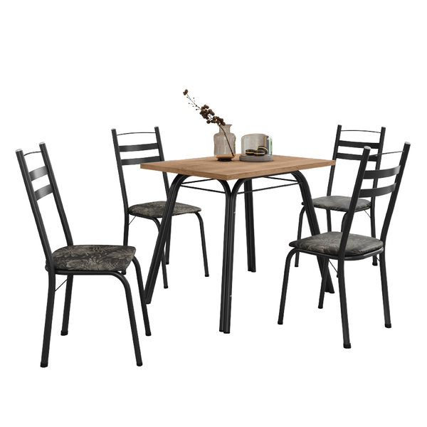 Conjunto De Mesa Sala De Jantar Com 4 Cadeiras Tubular Tampo