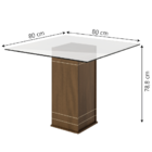 Conjunto De Mesa Sala De Jantar Com Tampo De Vidro 0,80m Onix