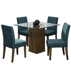Conjunto De Mesa Sala De Jantar Com Tampo De Vidro 1m Onix 4