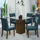 Conjunto De Mesa Sala De Jantar Com Tampo De Vidro 1m Onix 4