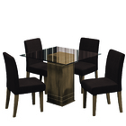 Conjunto De Mesa Sala De Jantar Com Tampo De Vidro 1m Onix 4