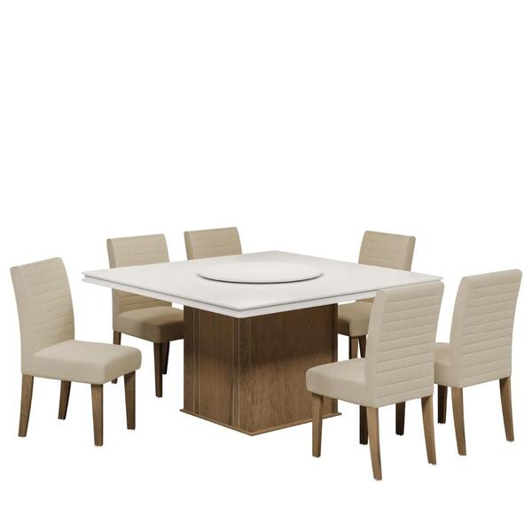 Conjunto De Mesa Sala De Jantar Com Tampo Giratório Amesterdã