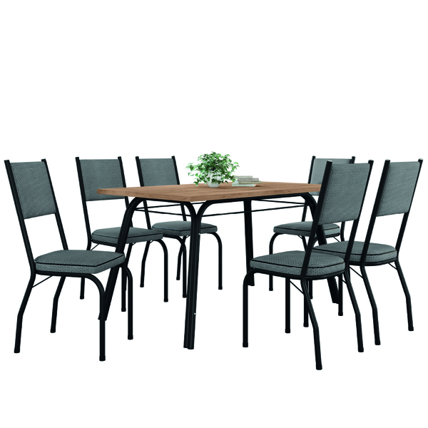 Conjunto De Mesa Sala De Jantar Diana Com 6 Cadeiras Tampo Ma