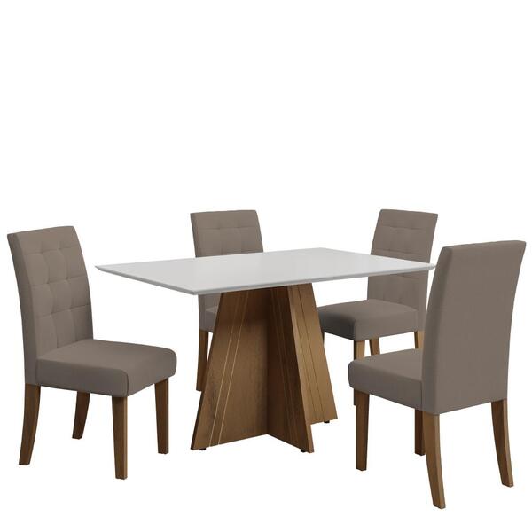 Conjunto De Mesa Sala De Jantar Dublin 1,36m 4 Cadeiras Dubai