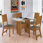 Conjunto De Mesa Sala De Jantar Evora Com 4 Cadeiras 1,10m Fr