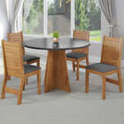Conjunto De Mesa Sala De Jantar Fin Redonda 0,90m 4 Cadeira V