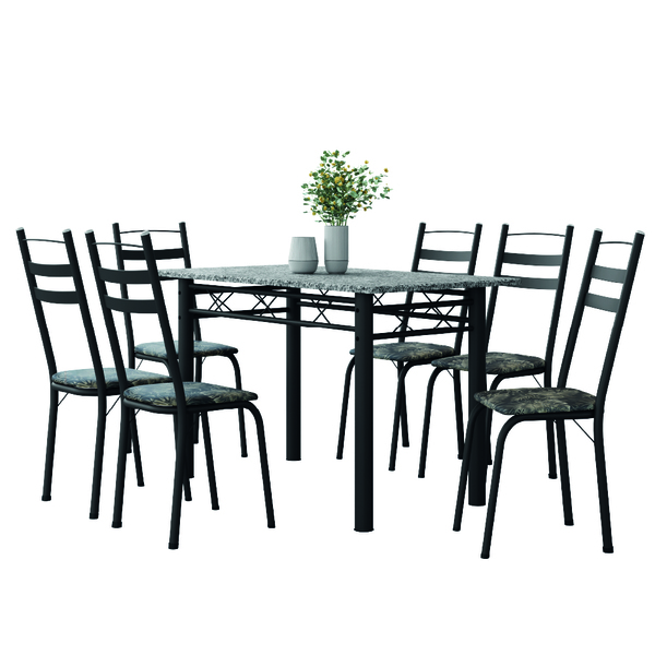 Conjunto De Mesa Sala De Jantar Leia Com 6 Cadeiras Tubular G