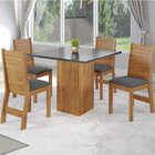 Conjunto De Mesa Sala De Jantar Lord Quadrada 0,90m 4 Cadeira