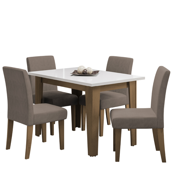 Conjunto De Mesa Sala De Jantar Miami Com 4 Cadeiras Trieste