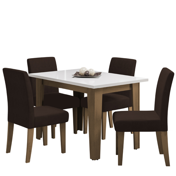 Conjunto De Mesa Sala De Jantar Miami Com 4 Cadeiras Trieste