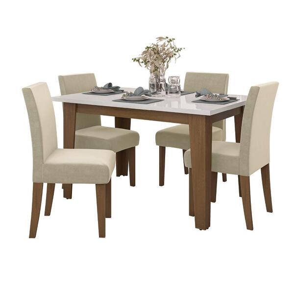 Conjunto De Mesa Sala De Jantar Miami Com 4 Cadeiras Trieste