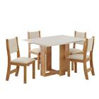 Conjunto De Mesa Sala De Jantar Milani 1,20m Com 4 Cadeiras V