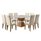 Conjunto De Mesa Sala De Jantar Mônaco Com 8 Cadeiras Carvalh