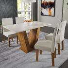 Conjunto De Mesa Sala De Jantar Pérola Com 4 Cadeiras 1,36m M