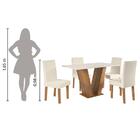 Conjunto De Mesa Sala De Jantar Pérola Com 4 Cadeiras 1,36m M