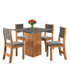 Conjunto De Mesa Sala De Jantar Quadrada 0,90m 4 Cadeiras Lor