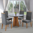 Conjunto De Mesa Sala De Jantar Redonda 0,90m 4 Cadeiras Fin