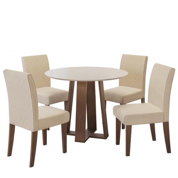 Conjunto De Mesa Sala De Jantar Redonda Athenas 4 Cadeiras Ce
