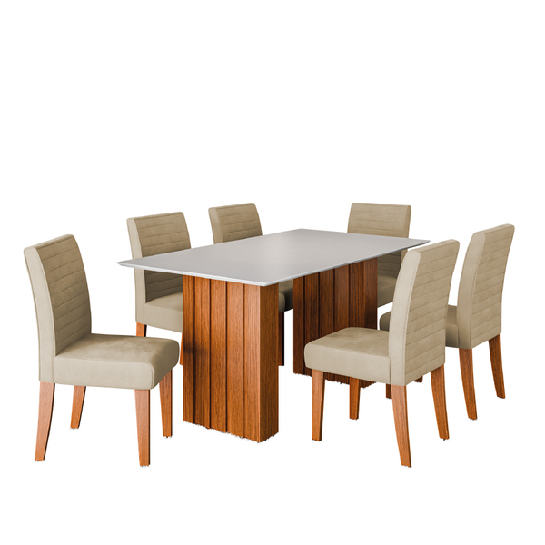 Conjunto De Mesa Sala De Jantar Ripada Santiago 1,60m 6 Cadei