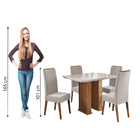 Conjunto De Mesa Sala De Jantar Ripado Tampo Com Vidro Mond 1