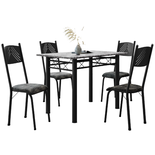 Conjunto De Mesa Sala De Jantar Sara Com 4 Cadeiras Tubular G