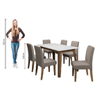 Conjunto De Mesa Sala De Jantar Tampo C/ Vidro 6 Cadeiras Nov