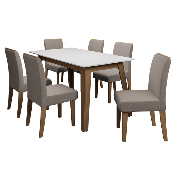 Conjunto De Mesa Sala De Jantar Tampo C/ Vidro 6 Cadeiras Nov