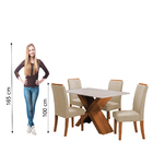 Conjunto De Mesa Sala De Jantar Tampo Com Vidro 1,36m 4 Cadei