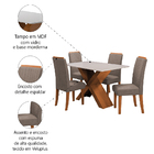 Conjunto De Mesa Sala De Jantar Tampo Com Vidro 1,36m 4 Cadei