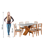 Conjunto De Mesa Sala De Jantar Tampo Com Vidro 1,60m Grécia