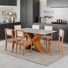 Conjunto De Mesa Sala De Jantar Tampo Com Vidro 1,60m Grécia